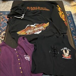 Lot of 4 Harley-Davidson Black and Purple ladies Hoodies and crop tops